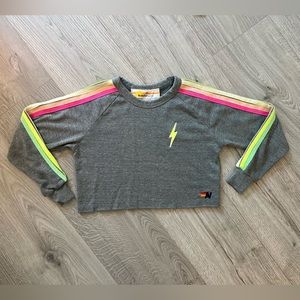 Aviator Nation Bolt Cropped Classic Crew Sweatshirt